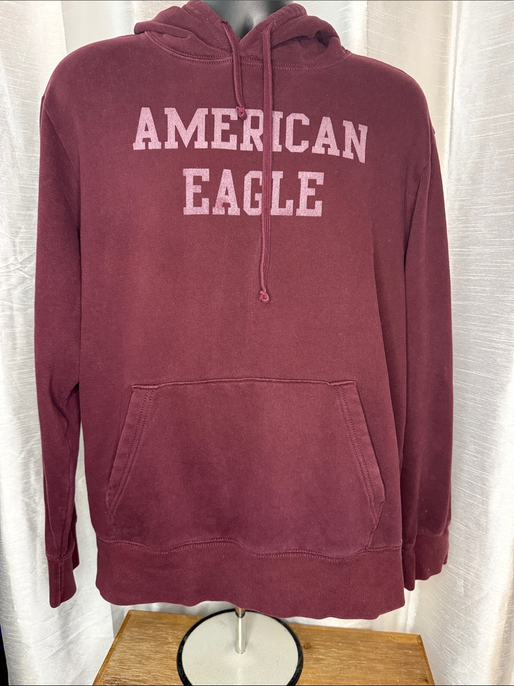 American Eagle Hoodie Sweatshirt Kangaroo Pocket Faded Grunge Fall Men’s L